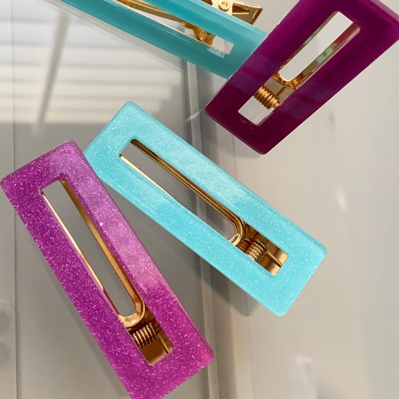 Jewel Tone Architectural Large Hair Clips 4pcs - Picture 5 of 5